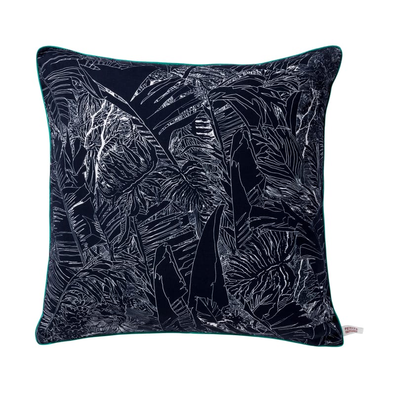 Dekoration - Kissen - Kissen Jungle textil weiß schwarz / 50 x 50 cm - Petite Friture - Jungle / schwarz - Baumwolle, Baumwollsatin