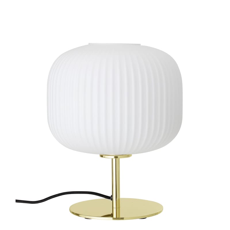 Luminaire - Lampes de table - Lampe de table  métal verre blanc or - Bloomingville - Blanc & or - Métal, Verre