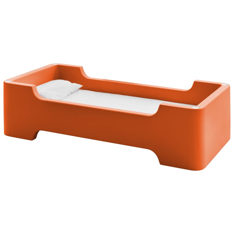 Mobilier - Lits - Lit enfant Bunky plastique orange /Module 1 place 81 x 171 cm - Magis - Orange foncé - Polyéthylène