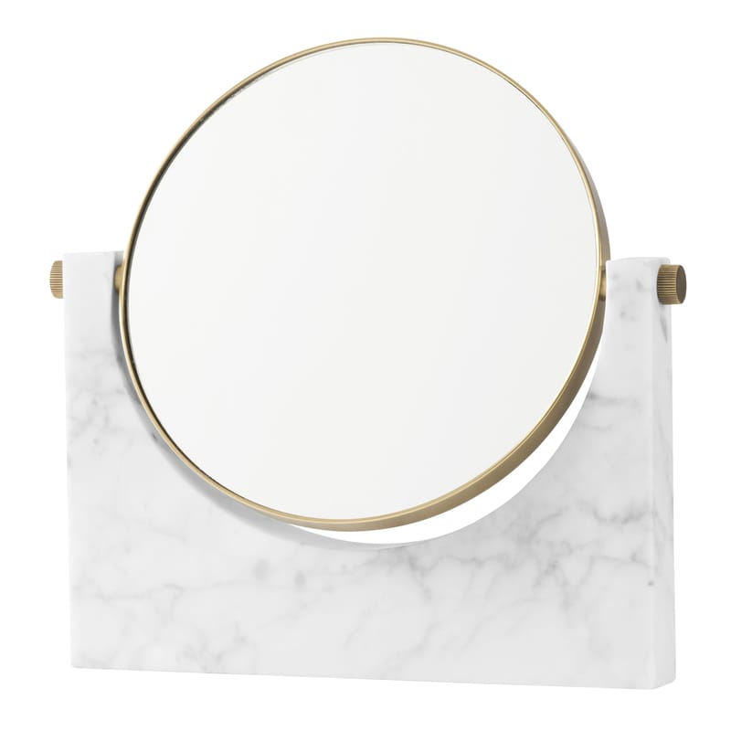 Décoration - Miroirs - Miroir à poser Pepe Marble verre pierre blanc / Marbre & laiton - H 26 cm - Audo Copenhagen - Marbre blanc / Laiton - Laiton, Marbre, Miroir