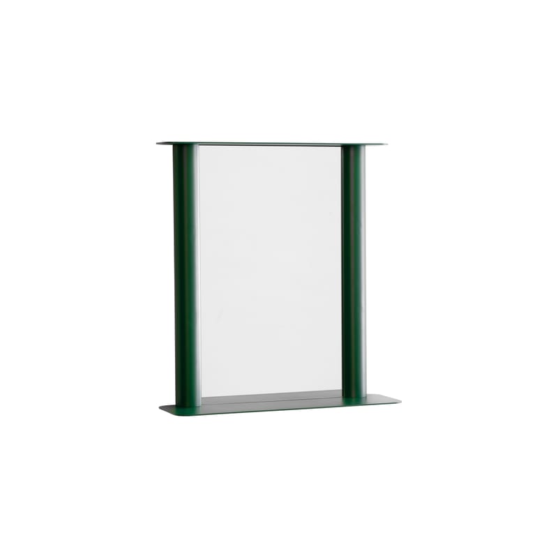 Décoration - Miroirs - Miroir mural Pipeline Small métal vert / L 56 x H 60.6 cm - raawii - Vert mousse - Aluminium, Verre