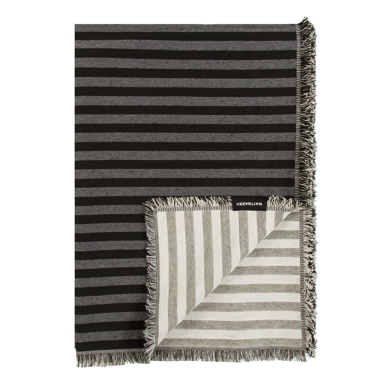 Décoration - Textile - Plaid Tasaraita tissu blanc gris noir / 130 x 180 cm - Marimekko - Tasaraita / Gris, noir & blanc - Coton, Polyester