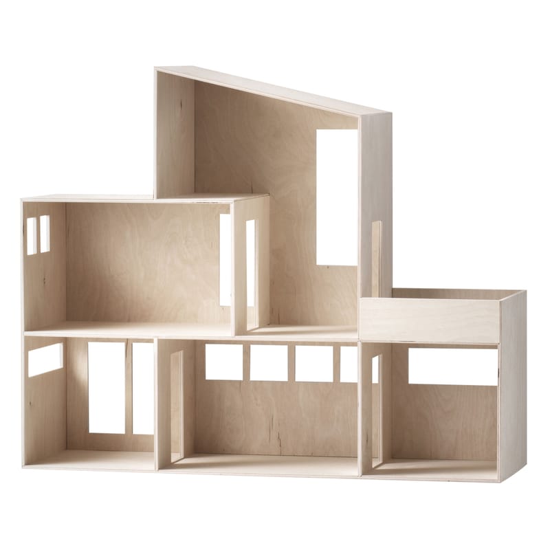 Furniture - Bookcases & Bookshelves - Funkis House Large Shelf natural wood L 66 x H 55 cm - Ferm Living - Plywood - Natural plywood