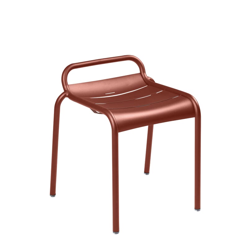 Furniture - Stools - Luxembourg Stackable stool metal red brown / Aluminium - Fermob - Ochre red - Painted aluminium
