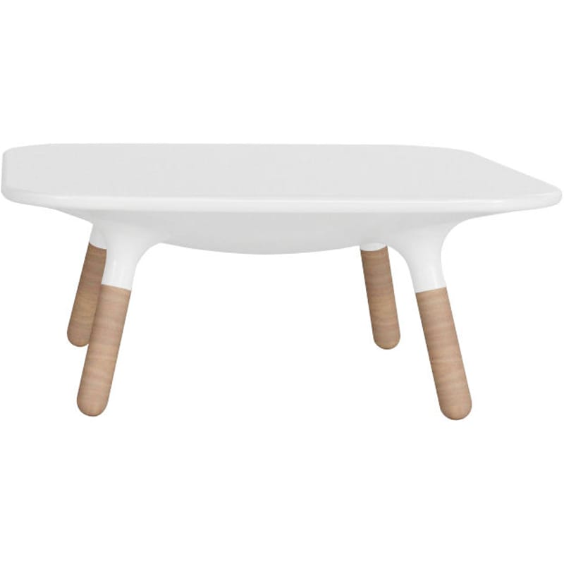 Mobilier - Tables basses - Table basse Marguerite plastique blanc / H 30 cm - Stamp Edition - Blanc d\'hiver / Frêne - Bois, Polyéthylène