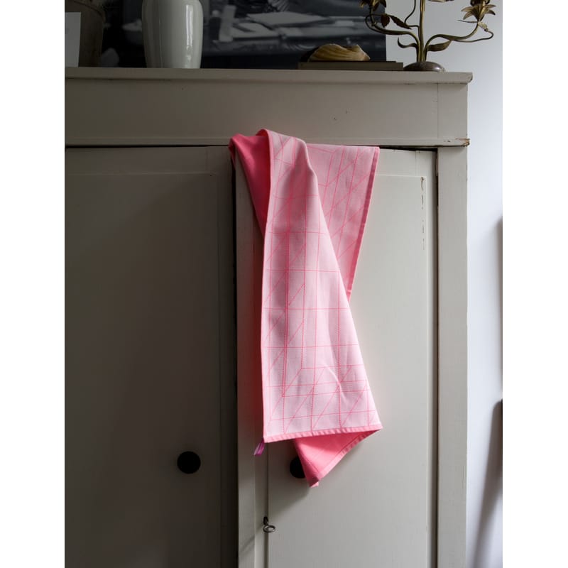 Tableware - Tea Towels & Aprons - S&B Tea towel textile pink red set of 2 - Hay - Box (fluorescent pink & red) - Cotton