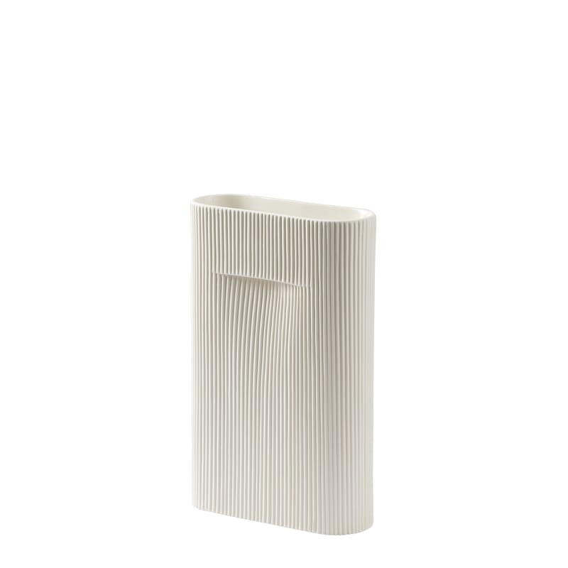 Decoration - Vases - Ridge Medium Vase ceramic white / H 35 cm - Muuto - Off white - Earthenware