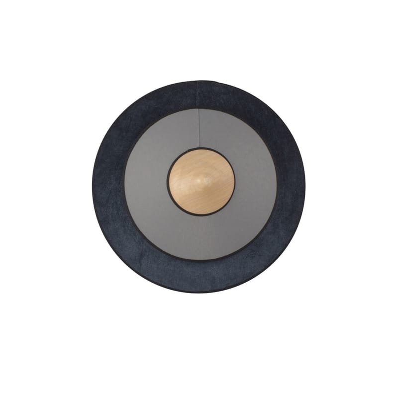 Luminaire - Appliques - Applique Cymbal LED tissu bleu / Small - Ø 34 cm - Forestier - Bleu foncé - Chêne, Coton tissé, Velours