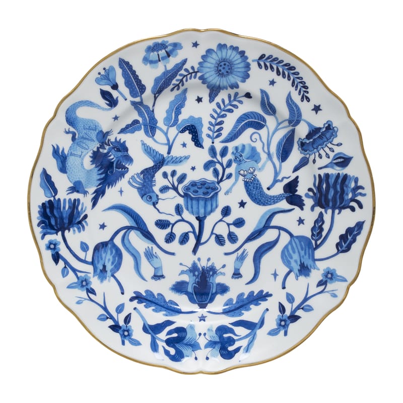 Table et cuisine - Assiettes - Assiette All over céramique blanc bleu / Ø 26,5 cm - Bitossi Home - All over - Porcelaine