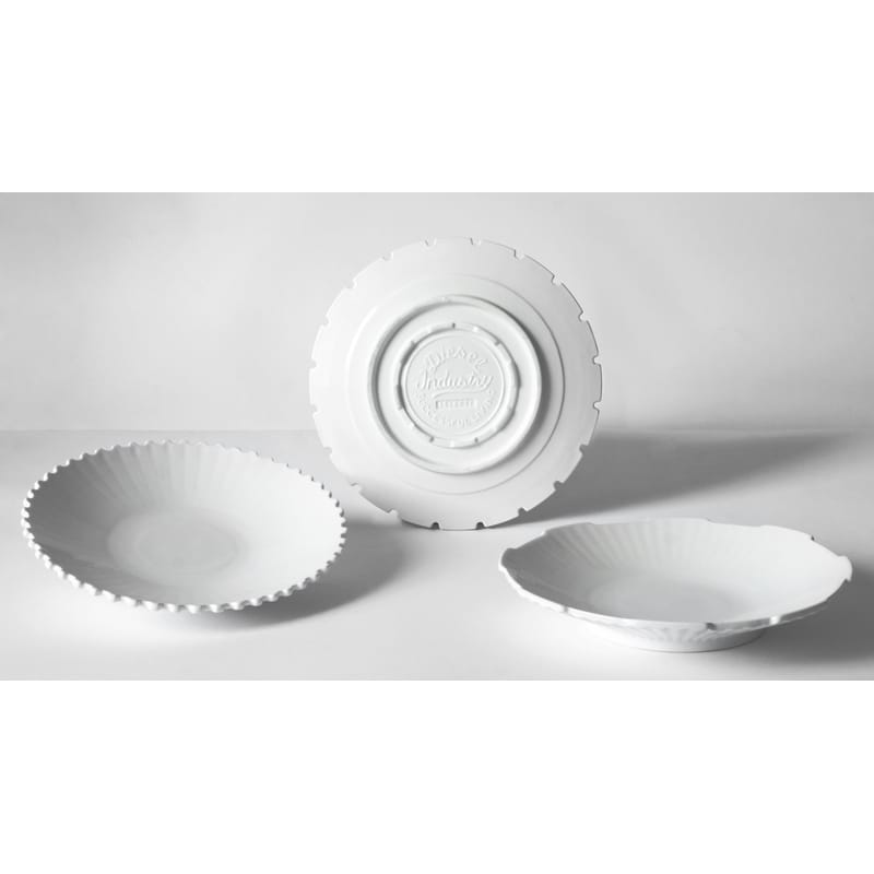Table et cuisine - Assiettes - Assiette creuse Machine Collection céramique blanc / Ø 23,2 cm  - Set de 3 - Diesel living with Seletti - Blanc - Porcelaine