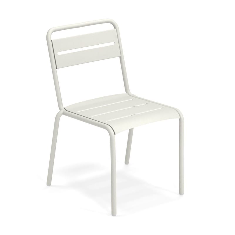 Mobilier - Chaises, fauteuils de salle à manger - Chaise empilable Star métal blanc / Aluminium - Emu - Blanc mat - Aluminium