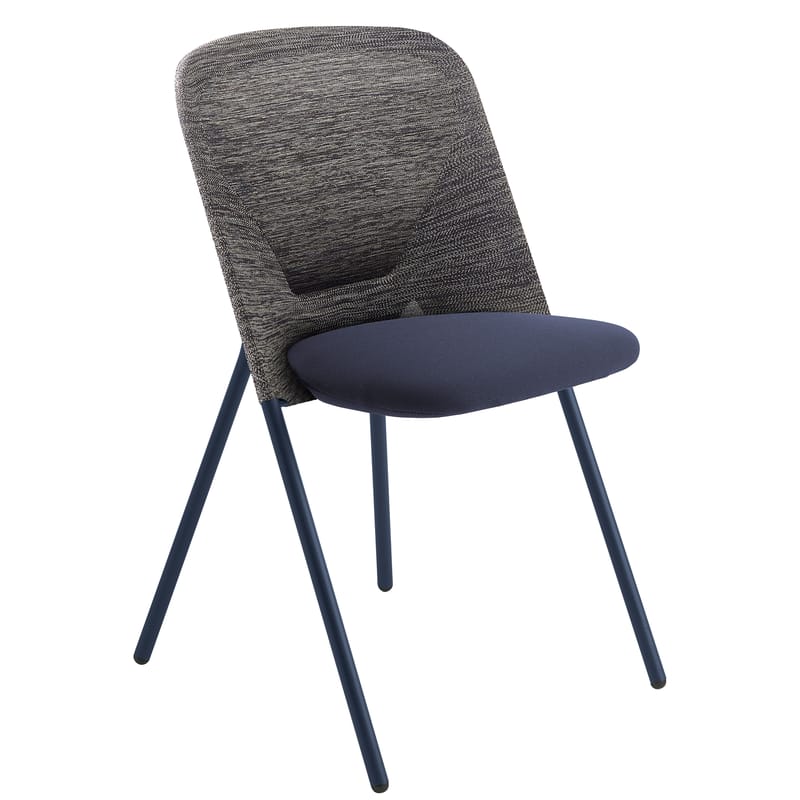 Mobilier - Chaises, fauteuils de salle à manger - Chaise pliante Shift tissu bleu gris / Rembourrée - Moooi - Bleu / Gris - Acier peint, Mousse, Tissu technique 3D