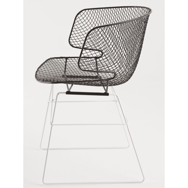 Mobilier - Chaises, fauteuils de salle à manger - Fauteuil Arkys métal blanc noir - Eumenes - Structure blanche / siège noir - Acier galvanisé verni