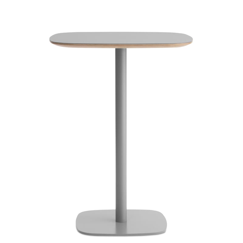 Furniture - High Tables - Form High table metal plastic material wood grey 70x70 x H 94,5 cm - Normann Copenhagen - Grey - Lacquered oak, Lacquered steel, Linoleum coated oak