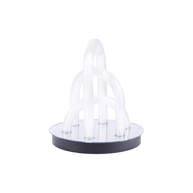 Luminaire - Lampes de table - Lampe de table Oort verre blanc / Ø 33,5 x H 35 cm - Fontana Arte - Blanc / Miroir - Métal, Silicone, Verre