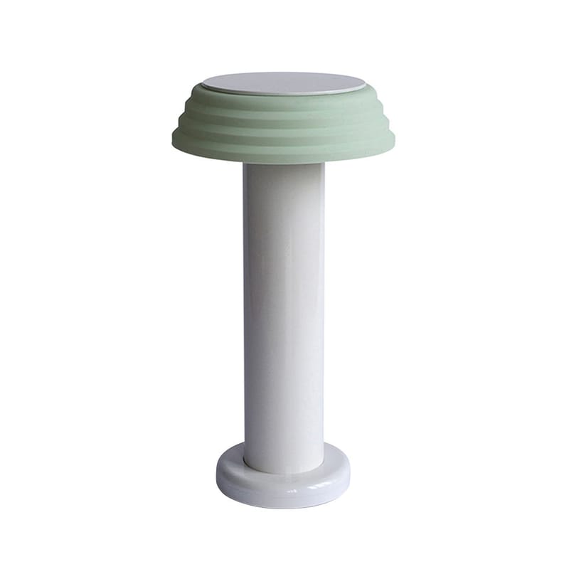 Décoration - Pour les enfants - Lampe sans fil rechargeable Shades - PL1 LED plastique blanc multicolore vert / Ø 13 x H 24 cm - SOWDEN - Blanc & vert pâle - Aluminium, Silicone souple