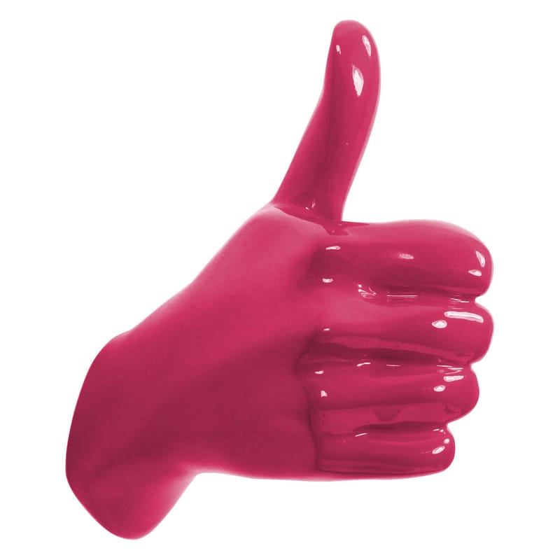 Mobilier - Portemanteaux, patères & portants - Patère Hand Job - THUMBS UP plastique rose / Résine - fait main - Thelermont Hupton - Rose - Résine laquée
