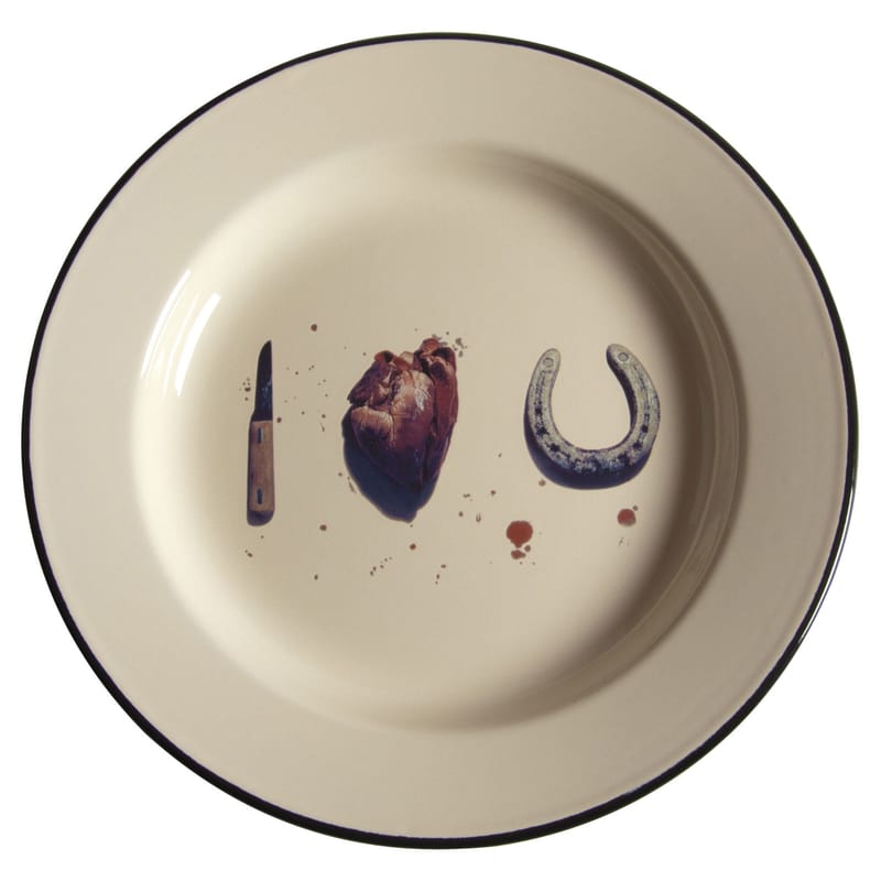 Tableware - Plates - Toiletpaper - I love you Plate metal multicoloured - Seletti - I love you - Enamelled metal