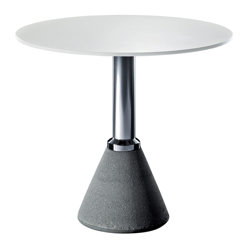 Outdoor - Garden Tables - One Bistrot Round table plastic material stone white Ø 79 cm - Magis - White Ø 79 cm - Aluminium, Concrete, HPL