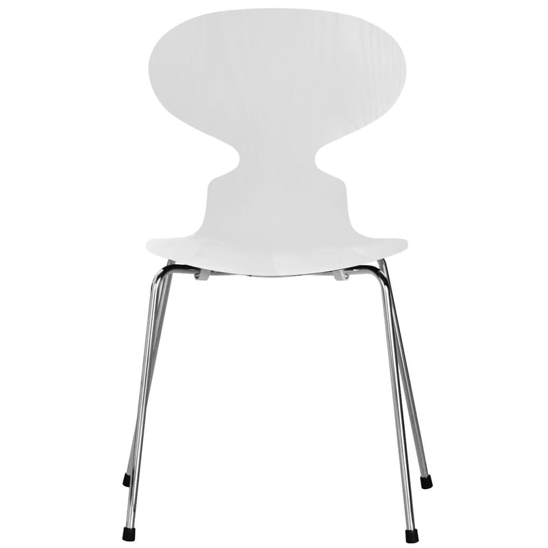 Furniture - Chairs - Fourmi Stacking chair wood white - Fritz Hansen - White - Plywood: tinted ash, Steel