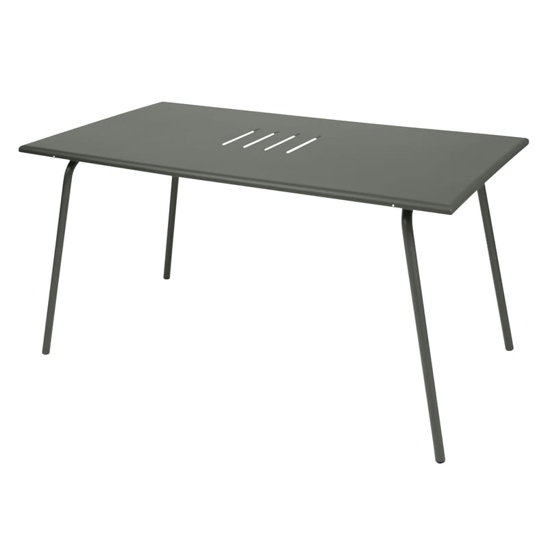 Jardin - Tables de jardin - Table rectangulaire Monceau métal vert gris / 146 x 80 cm - 6 personnes - Fermob - Romarin - Acier peint