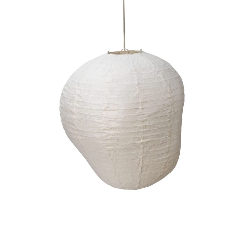 Luminaire - Suspensions - Abat-jour Kurbis papier blanc / Ø 57 x H 60 cm - Ferm Living - Ø 57 x H 60 cm - Acier inoxydable, Papier Washi