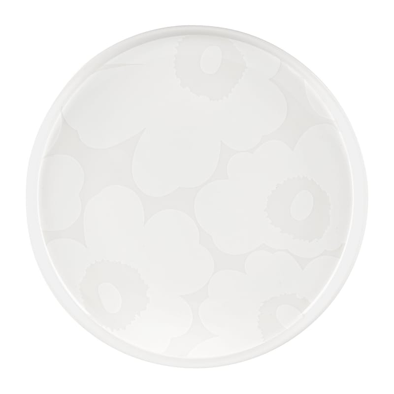 Table et cuisine - Assiettes - Assiette à dessert Unikko céramique blanc / Ø 20 cm - Marimekko - Unikko / Blanc & naturel - Grès