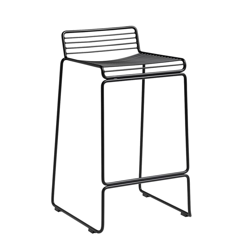 Furniture - Bar Stools - Hee Bar stool metal black / H 65 cm - Hay - Black - Lacquered steel