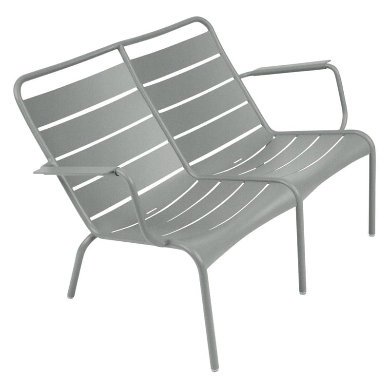 Furniture - Benches - Luxembourg Duo Bench with backrest metal grey / 2 seats - W 119 cm - Fermob - Lapilli grey - Aluminiuml laqué