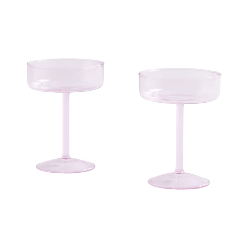 Table et cuisine - Verres  - Coupe à champagne Tint verre rose / Set de 2 - Hay - Rose - Verre borosilicaté
