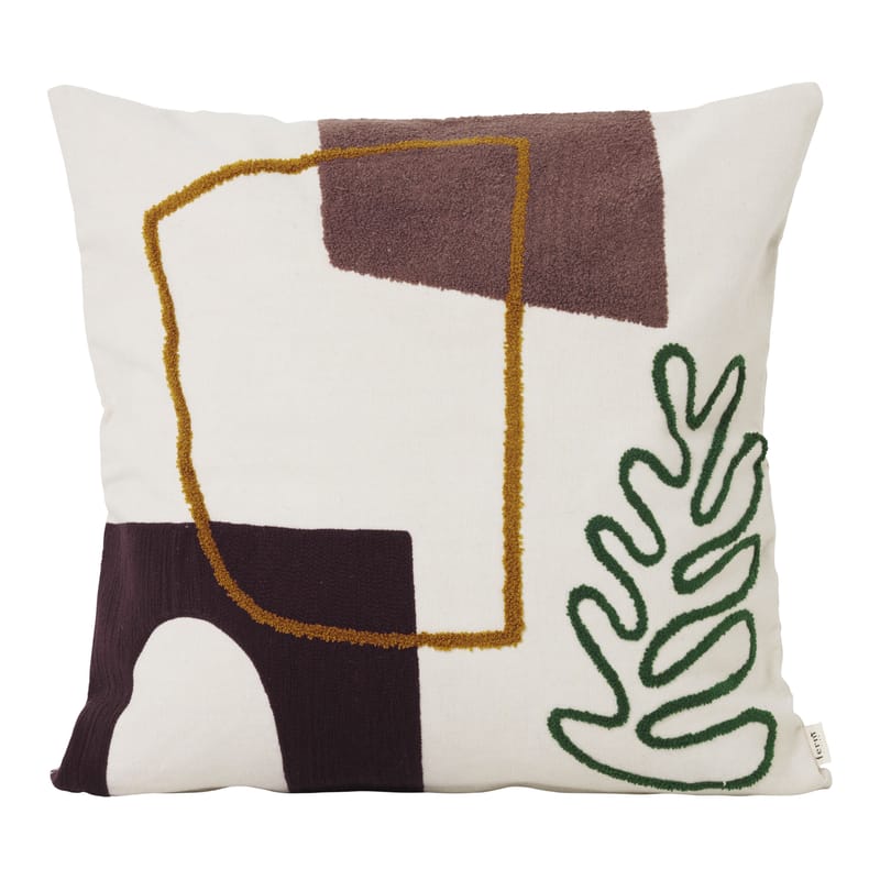 Decoration - Cushions & Poufs - Mirage Cushion textile multicoloured / Embroidered - 50 x 50 cm - Ferm Living - Multicoloured -  Duvet,  Plumes, Cotton