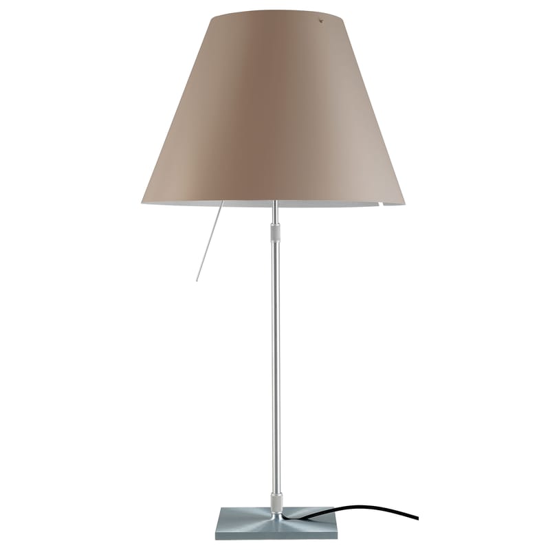 Luminaire - Lampes de table - Lampe de table Costanza plastique marron / H 76 à 110 cm - Luceplan - Noisette / Pied aluminium - Aluminium peint, Polycarbonate