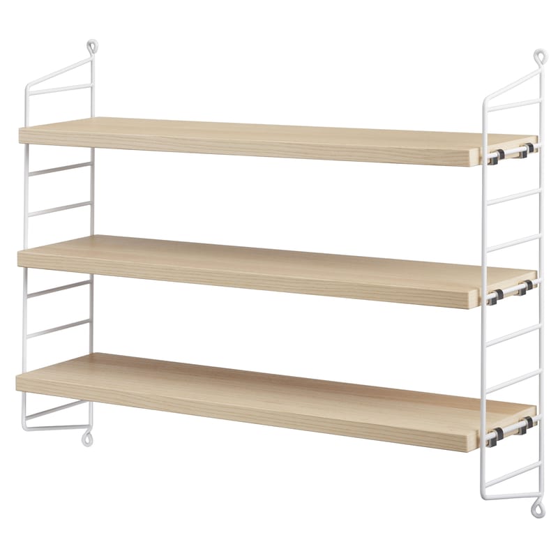 Christmas - Must-have gifts - String® Pocket Shelf natural wood - String Furniture - White / Ash shelves - Ash plywood, Lacquered steel