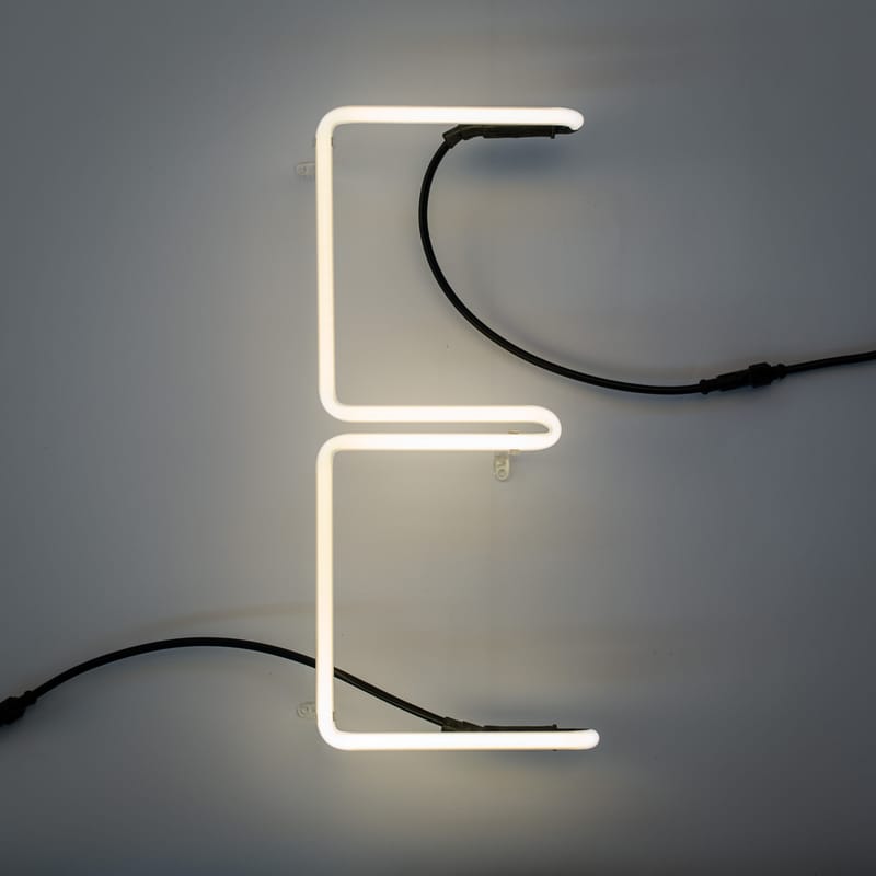 Lighting - Wall Lights - Néon Alphafont Wall light with plug glass white Letter E - Seletti - E - Glass