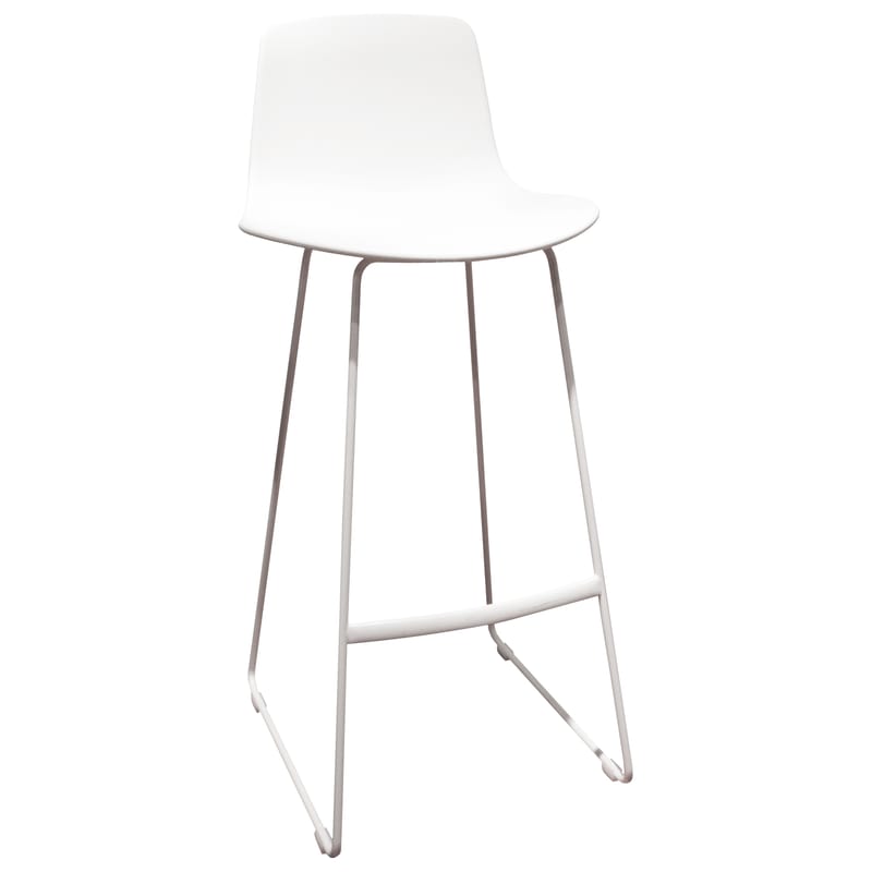Mobilier - Tabourets de bar - Chaise de bar Lottus métal plastique blanc / Piètement luge - H 76 cm - Enea - Blanc - Acier, Polypropylène