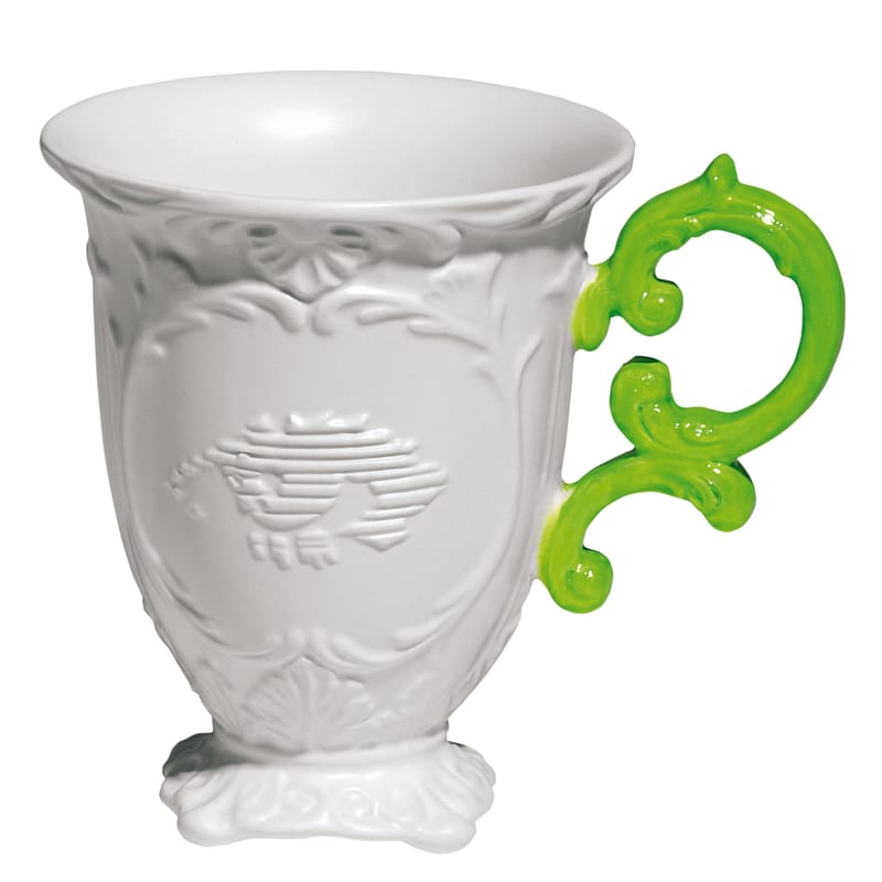 Table et cuisine - Thé et café - Mug I-Mug céramique vert blanc - Seletti - Blanc /  Anse verte - Porcelaine