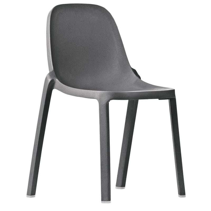 Furniture - Chairs - Broom Stacking chair plastic material grey Recycled plastic - Emeco - Dark grey - Recycled composite material