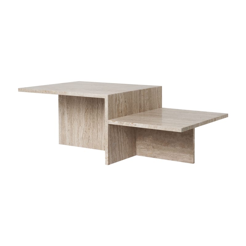 Mobilier - Tables basses - Table basse Distinct pierre beige / Travertin - 100 x 55 x H 35 cm - Ferm Living - Beige - Travertin