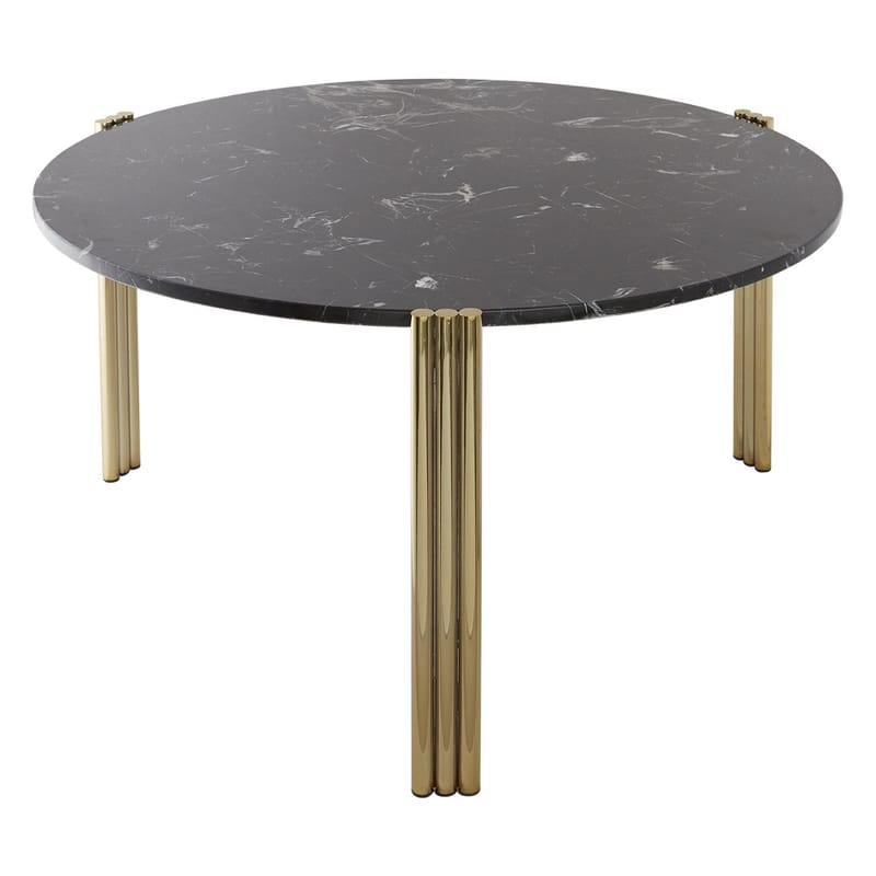Mobilier - Tables basses - Table basse Tribus pierre noir or / Ø 80 x H 45 cm - Marbre - AYTM - Marbre noir / Or - Acier, Marbre