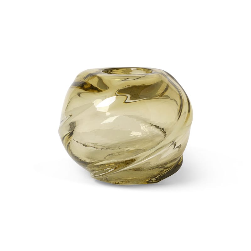 Décoration - Vases - Vase Water Swirl verre jaune / soufflé bouche - Ø 21 x H 16 cm - Ferm Living - Jaune pâle - Verre soufflé bouche