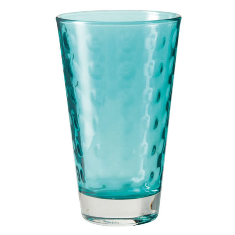 Table et cuisine - Verres  - Verre long drink Optic verre bleu / H 13 x Ø 8 cm - 30 cl - Leonardo - Bleu lagon - Verre pelliculé