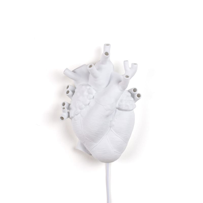 Luminaire - Appliques - Applique avec prise Heart céramique blanc / Cœur humain - Seletti - Blanc - Porcelaine