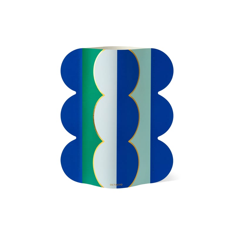 Décoration - Vases - Cache-vase Riviera Wave papier multicolore / Papier étanche - 21,5 x H 29 cm - Octaevo - H 29 cm - Wave (Bleu & vert) - Papier étanche