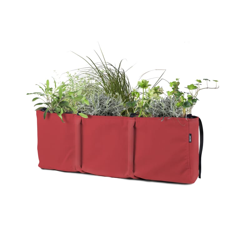 Jardin - Pots et plantes - Jardinière à suspendre Accrochée 3 tissu rouge / Batyline® Outdoor - 25L - Bacsac - Cerise - Toile Batyline®
