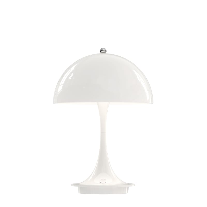 Luminaire - Lampes de table - Lampe sans fil rechargeable Panthella Portable Metal LED / LED - Abat-jour métal - H 23 cm / USB - Louis Poulsen - Blanc (métal) - Acier, Fonte d\'aluminium