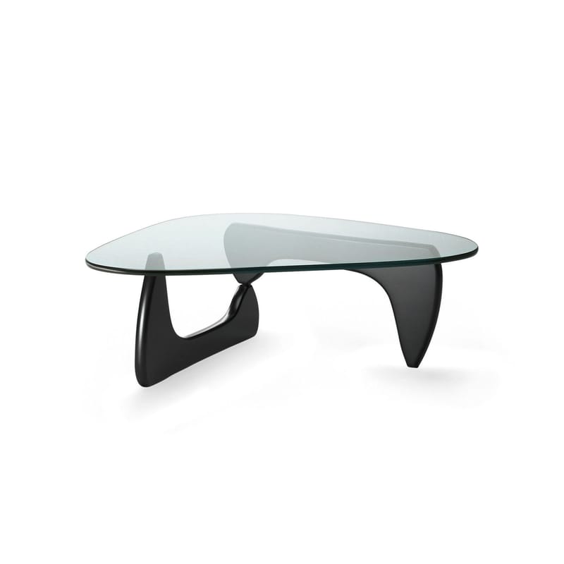 Mobilier - Tables basses - Table basse Noguchi Coffee Table verre noir / By Isamu Noguchi (1944) / 128 x 93 cm - Vitra - Noir - Frêne massif laqué, Verre