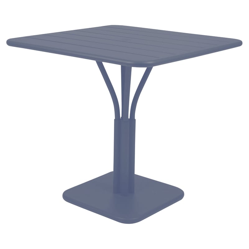 Jardin - Tables de jardin - Table carrée Luxembourg métal bleu / 80 x 80 cm - Pied central - Aluminium - Fermob - Bleu cobalt - Aluminium laqué