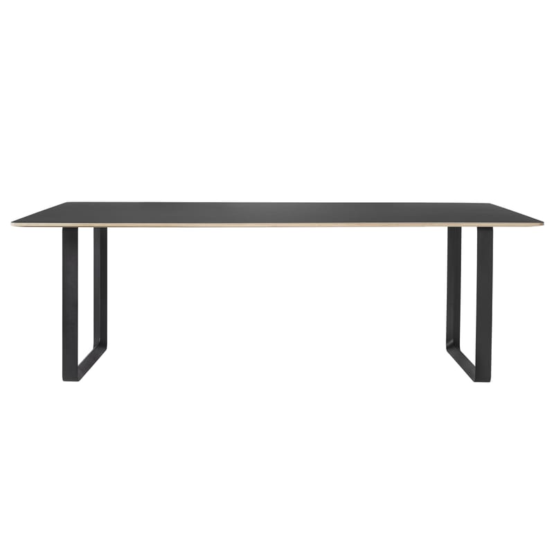 Mobilier - Bureaux - Table rectangulaire 70-70 XL / 255 x 108 cm - Contreplaqué finition linoleum - Muuto - Noir - Aluminium, Contreplaqué, Linoléum