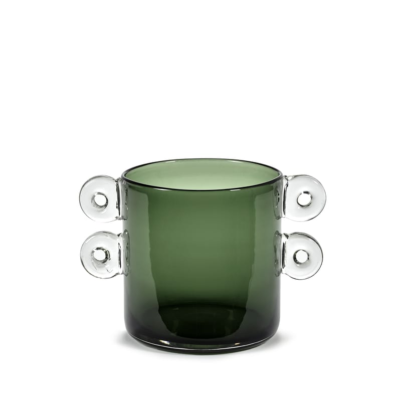 Décoration - Vases - Vase Wind & Fire verre vert / Ø 17,5 x H 18 cm - Serax - Vert foncé - Verre