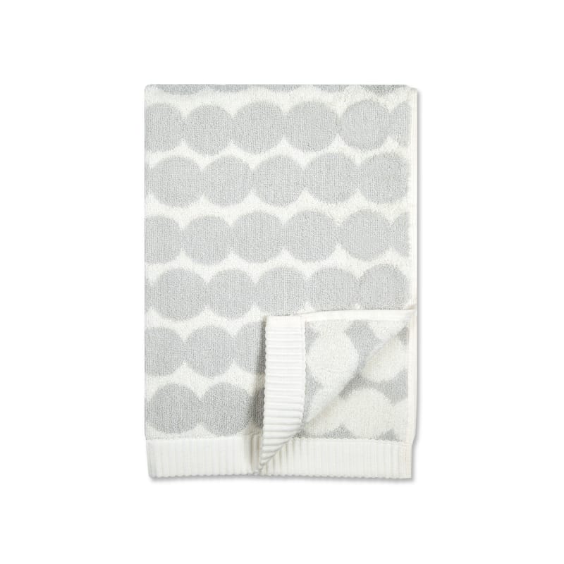 Dekoration - Wohntextilien - Badetuch Räsymatto textil weiß grau / 30 x 50 cm - Marimekko - Räsymatto / Weiß & hellgrau - Baumwollfrottee